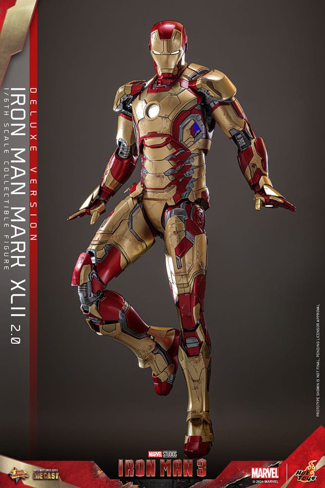 IRON MAN MARK XLII 2.0 DELUXE - IRON MAN 3 - HOT TOYS FIGURA 1/6 ESCALA 32 CM