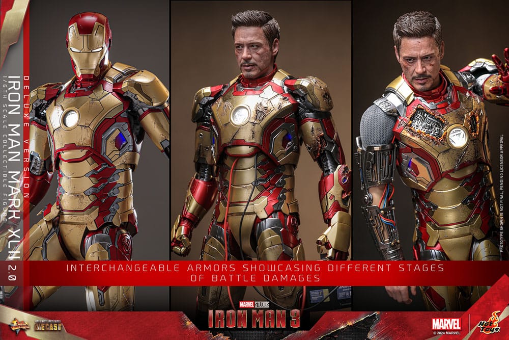 IRON MAN MARK XLII 2.0 DELUXE - IRON MAN 3 - HOT TOYS FIGURA 1/6 ESCALA 32 CM