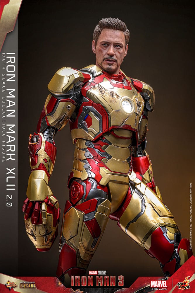 IRON MAN MARK XLII 2.0 - IRON MAN 3 - HOT TOYS FIGURA 1/6 ESCALA 32 CM