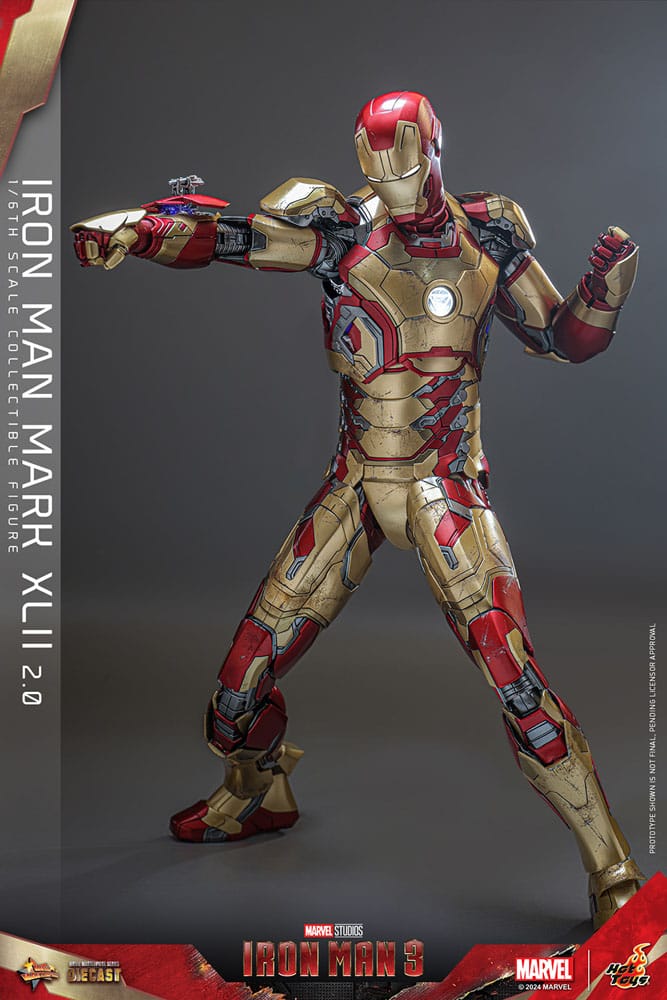 IRON MAN MARK XLII 2.0 - IRON MAN 3 - HOT TOYS FIGURA 1/6 ESCALA 32 CM