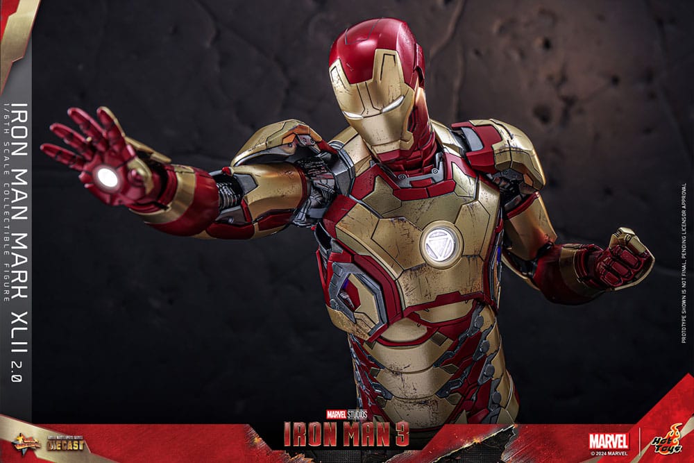 IRON MAN MARK XLII 2.0 - IRON MAN 3 - HOT TOYS FIGURA 1/6 ESCALA 32 CM