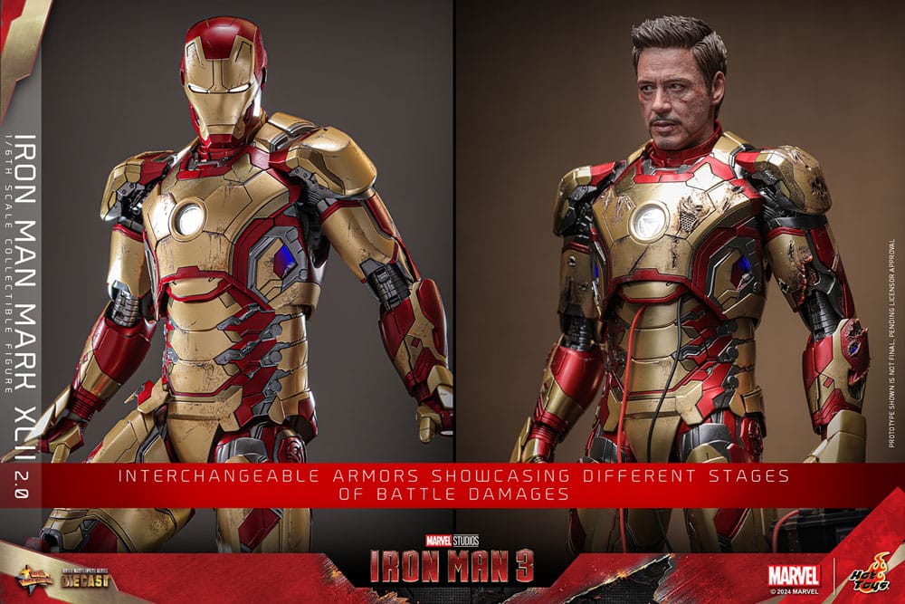 IRON MAN MARK XLII 2.0 - IRON MAN 3 - HOT TOYS FIGURA 1/6 ESCALA 32 CM