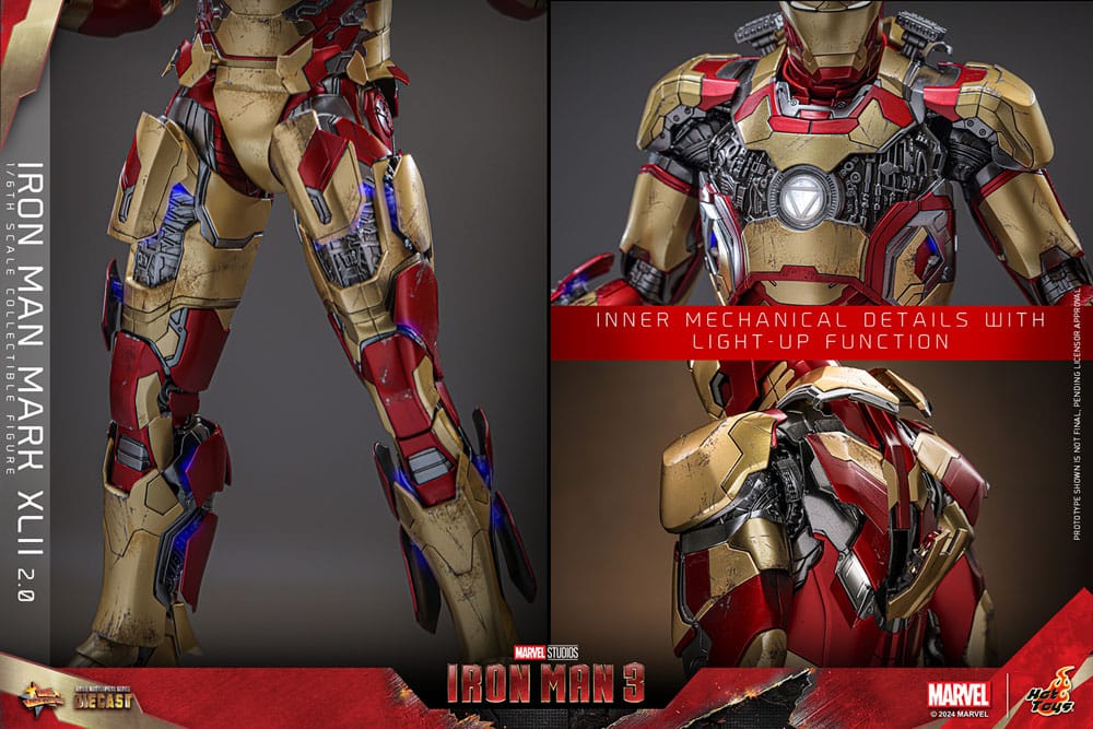 IRON MAN MARK XLII 2.0 - IRON MAN 3 - HOT TOYS FIGURA 1/6 ESCALA 32 CM