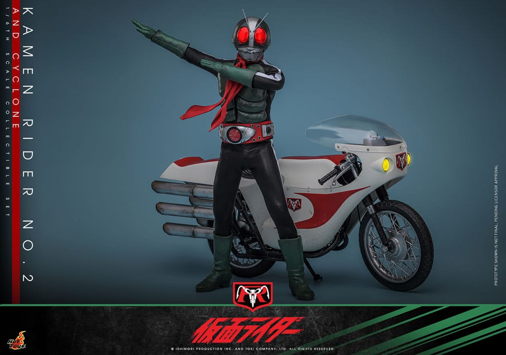 KAMEN RIDER Nº2 & CYCLONE HOT TOYS 30 CM - FIGURA Y MOTO CON LUZ