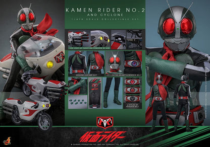KAMEN RIDER Nº2 & CYCLONE HOT TOYS 30 CM - FIGURA Y MOTO CON LUZ