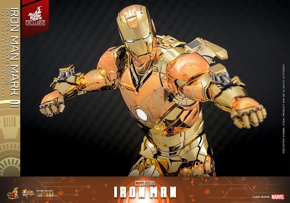IRON MAN MARK III (GOLDEN & COPPER GOLD VERSION) FIGURA MOVIE MASTERPIECE DIECAST 1/6 MARVEL 33 CM