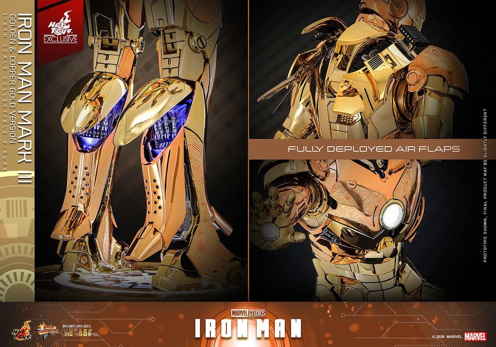 IRON MAN MARK III (GOLDEN & COPPER GOLD VERSION) FIGURA MOVIE MASTERPIECE DIECAST 1/6 MARVEL 33 CM