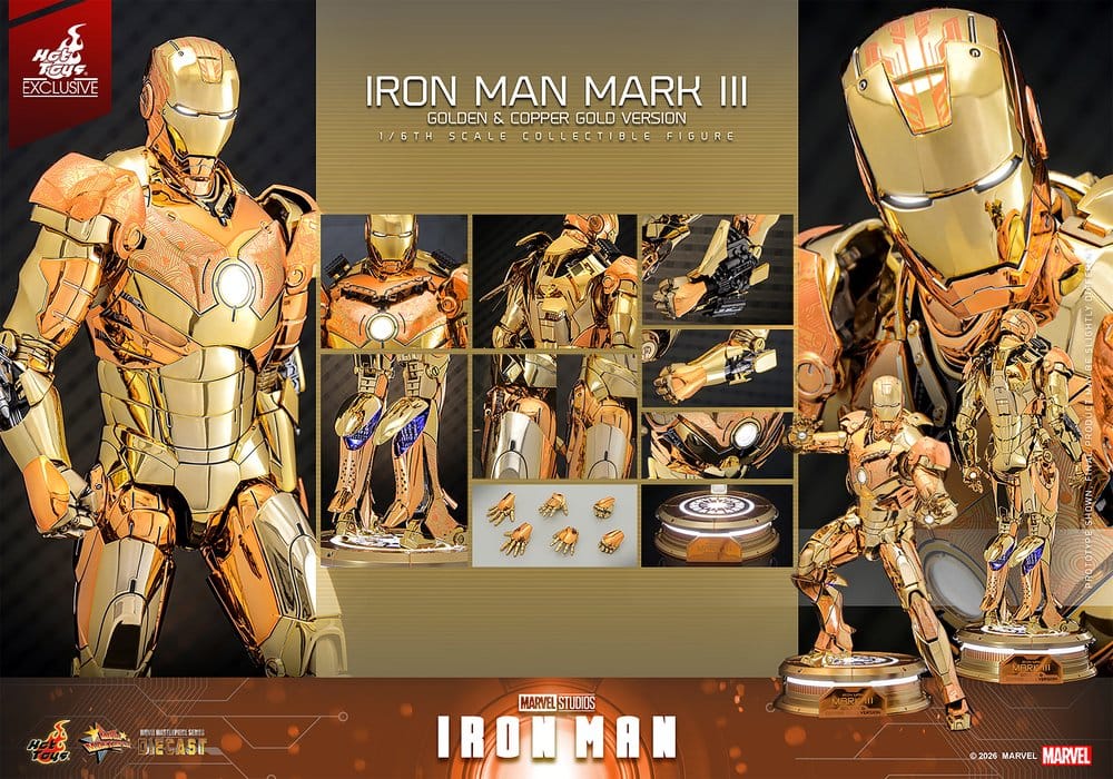 IRON MAN MARK III (GOLDEN & COPPER GOLD VERSION) FIGURA MOVIE MASTERPIECE DIECAST 1/6 MARVEL 33 CM