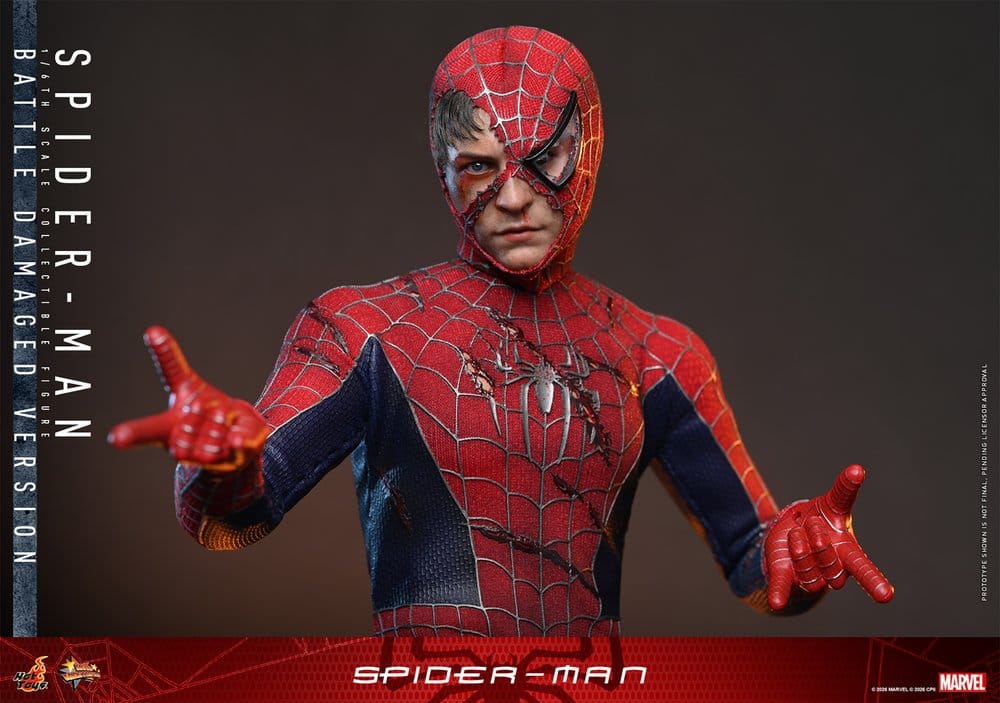 SPIDER-MAN – FIGURA MOVIE MASTERPIECE 1/6 (HOT TOYS – MARVEL) BATTLE DAMAGED VERSION – 30 CM
