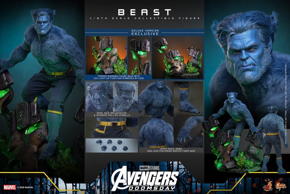 BEAST X-MEN AVENGERS DOOMSDAY MOVIE MASTERPIECE 1/6 DELUXE VERSION 33 CM HOT TOYS