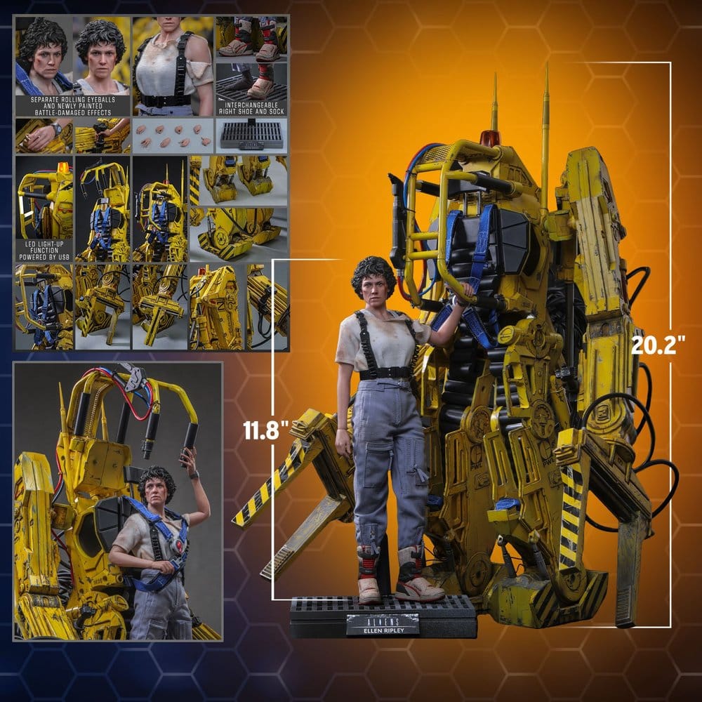 ELLEN RIPLEY Y POWER LOADER ALIENS HOT TOYS 1/6 52 CM