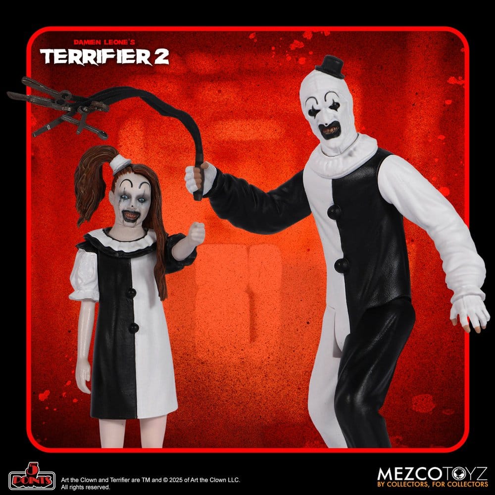 ART THE CLOWN Y LITTLE PALE GIRL 5 POINTS 10 CM TERRIFIER 2 MEZCO TOYZ