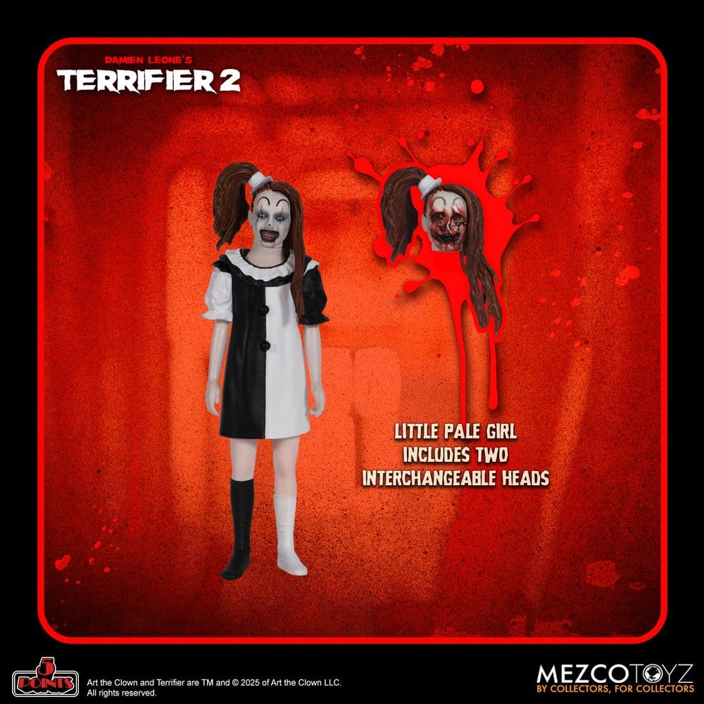 ART THE CLOWN Y LITTLE PALE GIRL 5 POINTS 10 CM TERRIFIER 2 MEZCO TOYZ