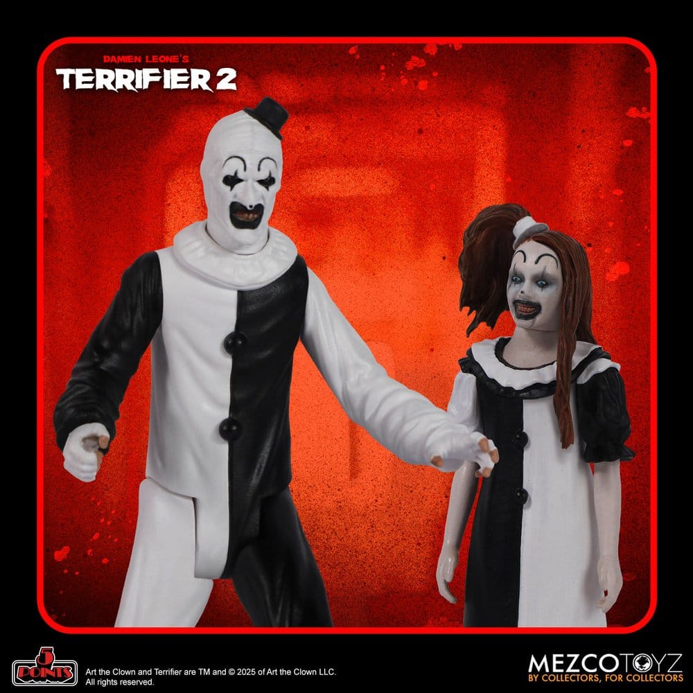 ART THE CLOWN Y LITTLE PALE GIRL 5 POINTS 10 CM TERRIFIER 2 MEZCO TOYZ