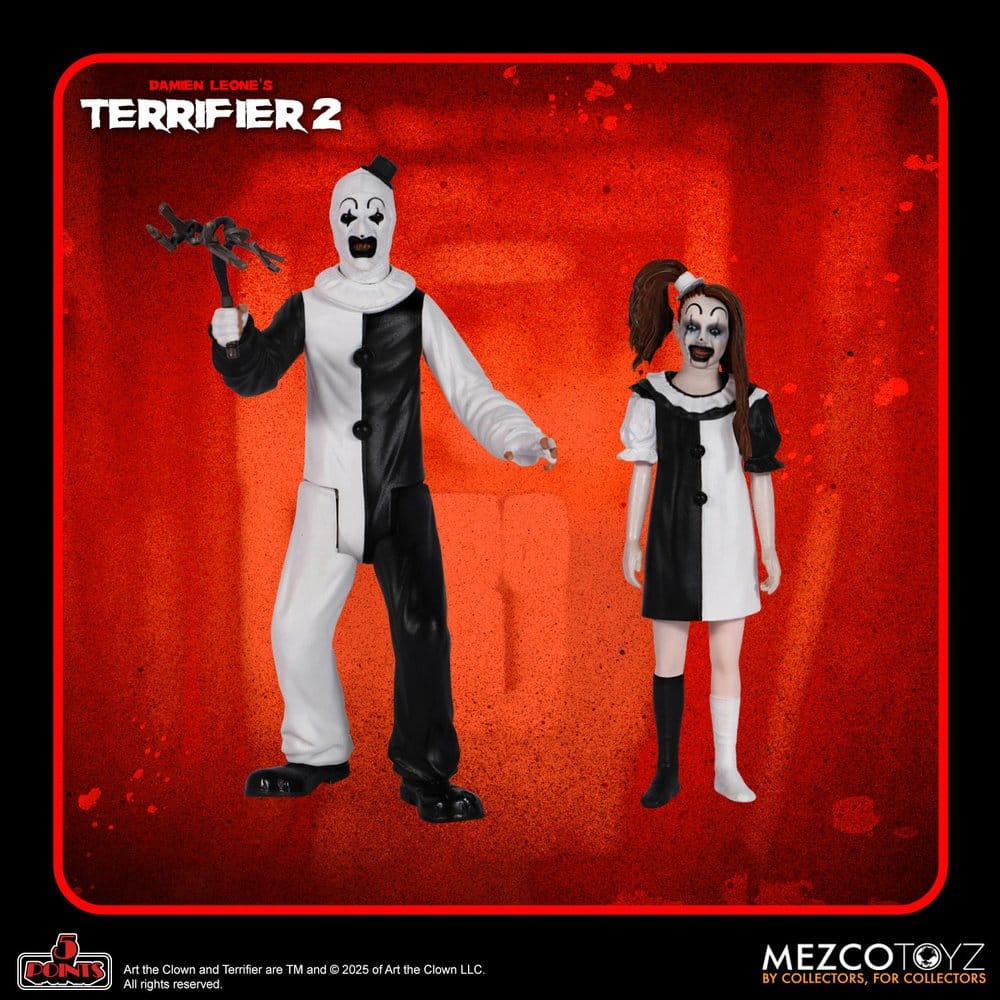 ART THE CLOWN Y LITTLE PALE GIRL 5 POINTS 10 CM TERRIFIER 2 MEZCO TOYZ
