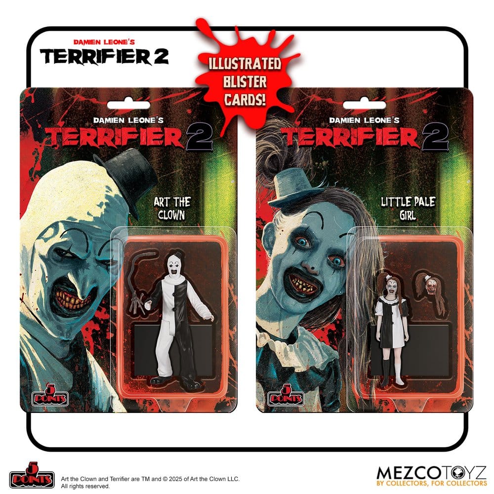 ART THE CLOWN Y LITTLE PALE GIRL 5 POINTS 10 CM TERRIFIER 2 MEZCO TOYZ