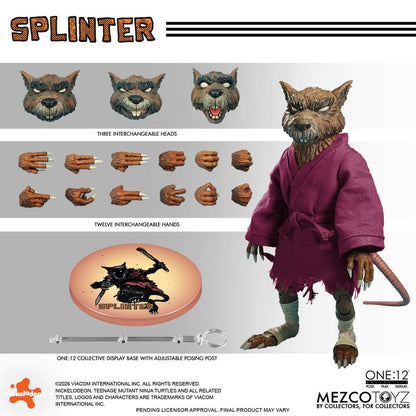 SPLINTER TORTUGAS NINJA FIGURA 1/12 ONE:12 COLLECTIVE 17 CM MEZCO TOYZ