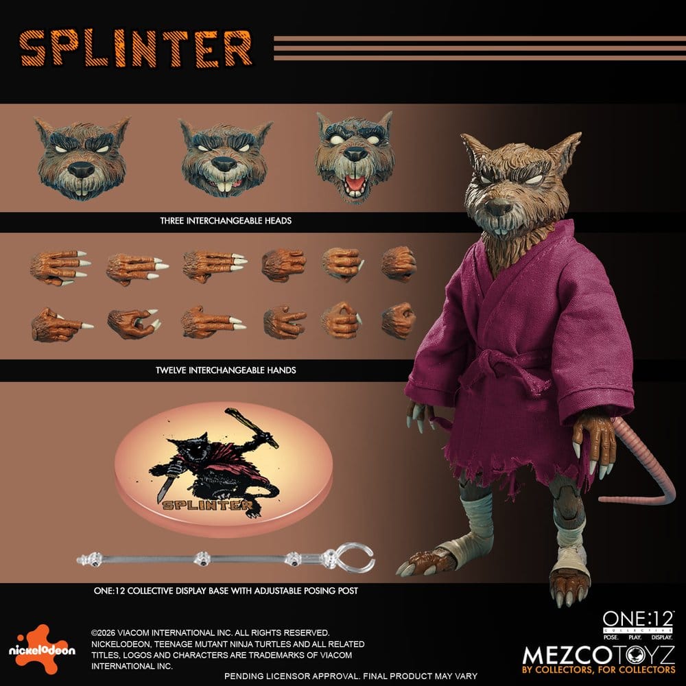 SPLINTER TORTUGAS NINJA FIGURA 1/12 ONE:12 COLLECTIVE 17 CM MEZCO TOYZ