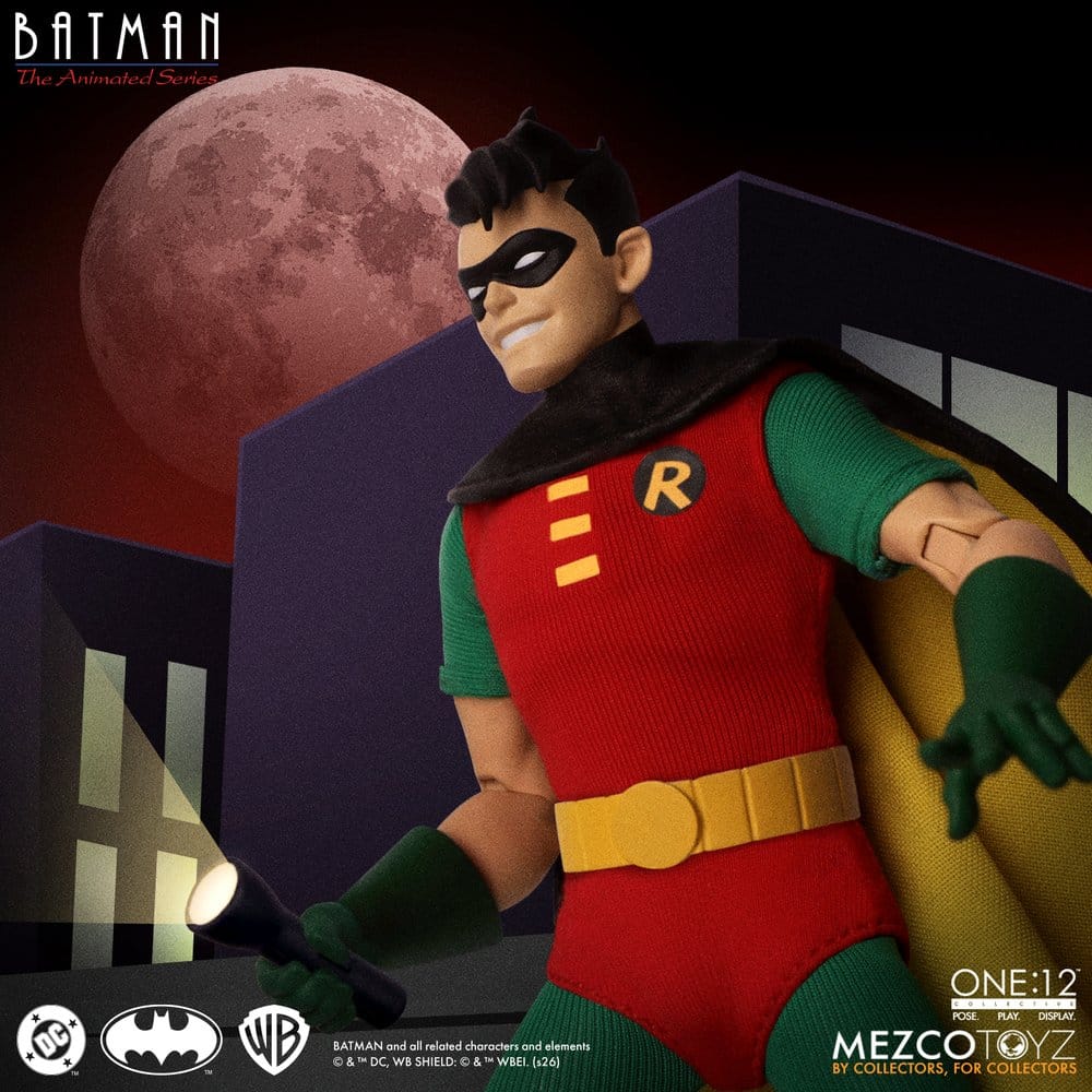 ROBIN BATMAN LA SERIE ANIMADA FIGURA 1/12 ONE:12 COLLECTIVE 17 CM MEZCO TOYZ