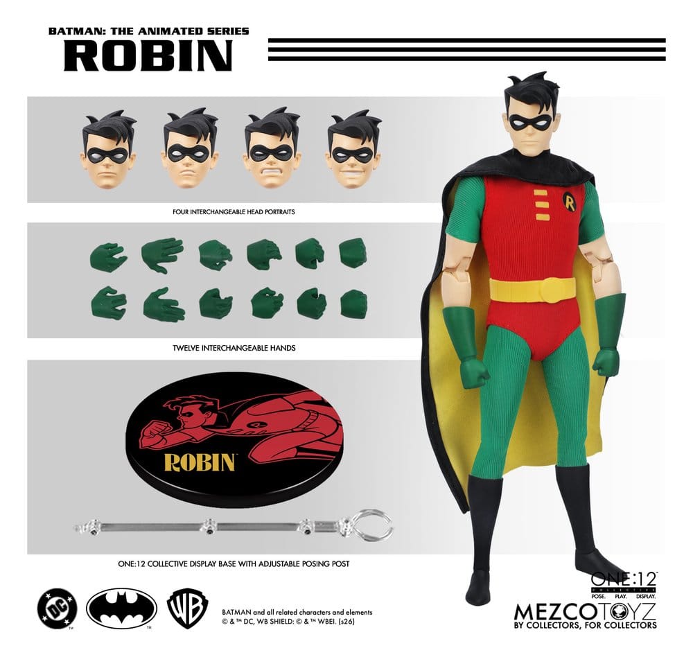 ROBIN BATMAN LA SERIE ANIMADA FIGURA 1/12 ONE:12 COLLECTIVE 17 CM MEZCO TOYZ