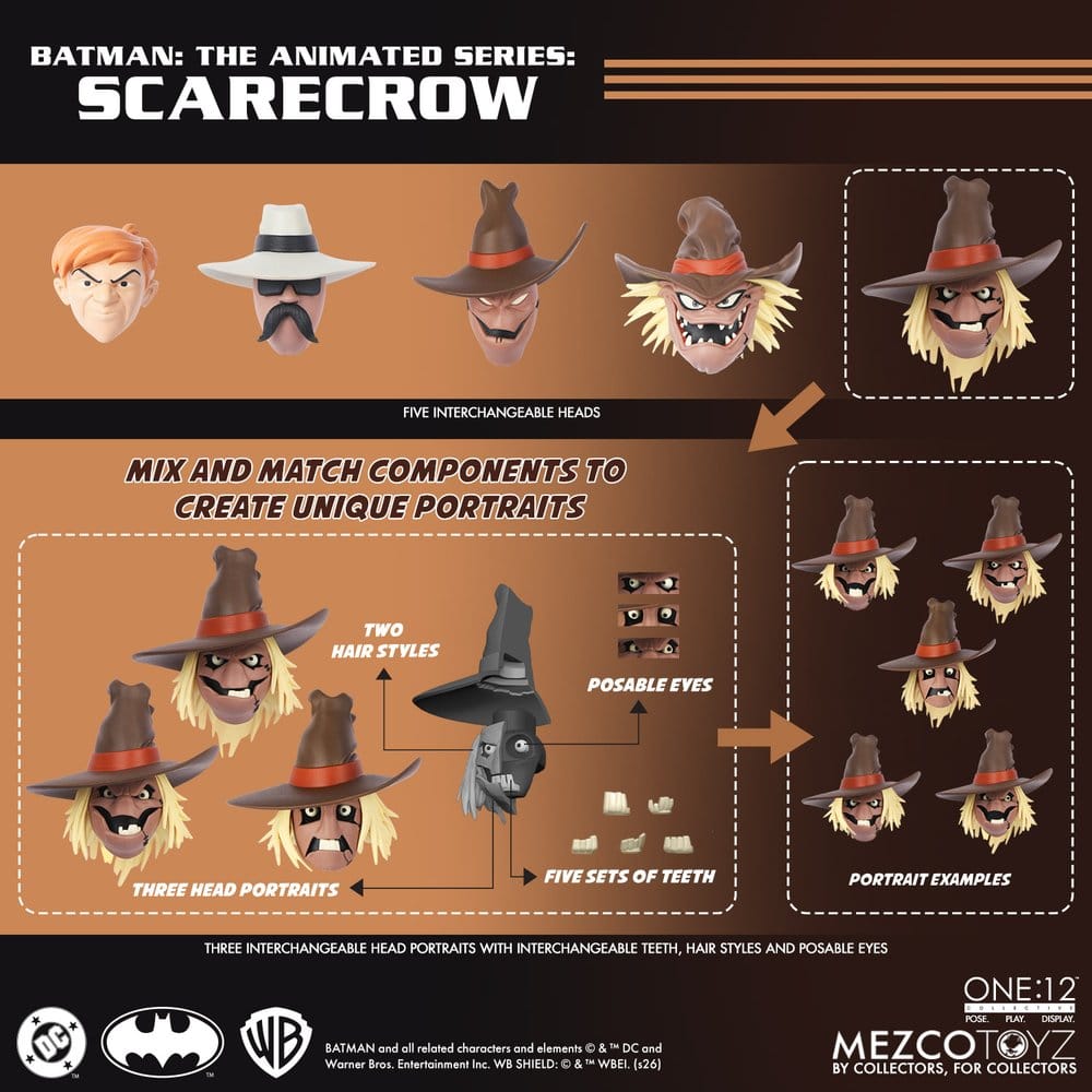 SCARECROW BATMAN THE ANIMATED SERIES ONE:12 COLLECTIVE MEZCO TOYZ 17 CM