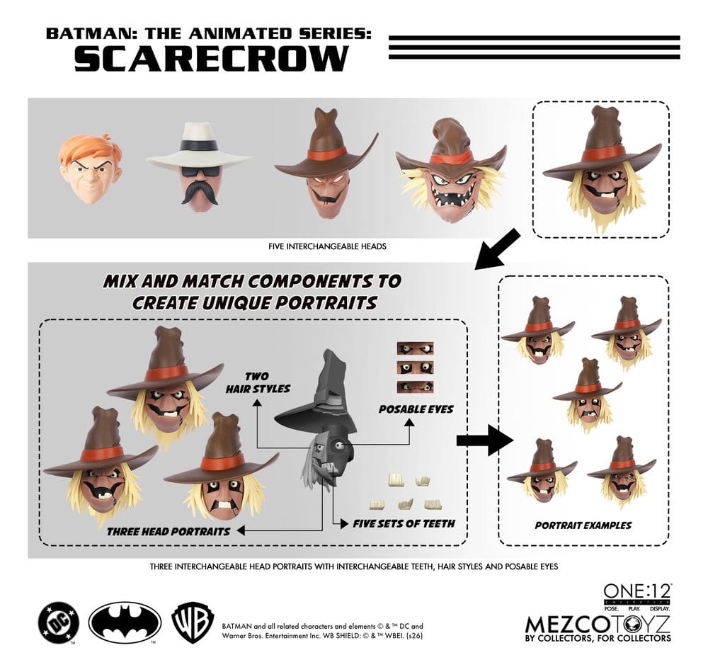 SCARECROW BATMAN THE ANIMATED SERIES ONE:12 COLLECTIVE MEZCO TOYZ 17 CM