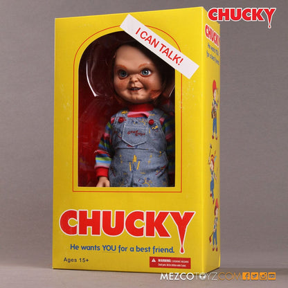 CHUCKY EL MUÑECO DIABÓLICO SNEERING CHUCKY MUÑECA CON SONIDO 38 CM MEZCO TOYZ
