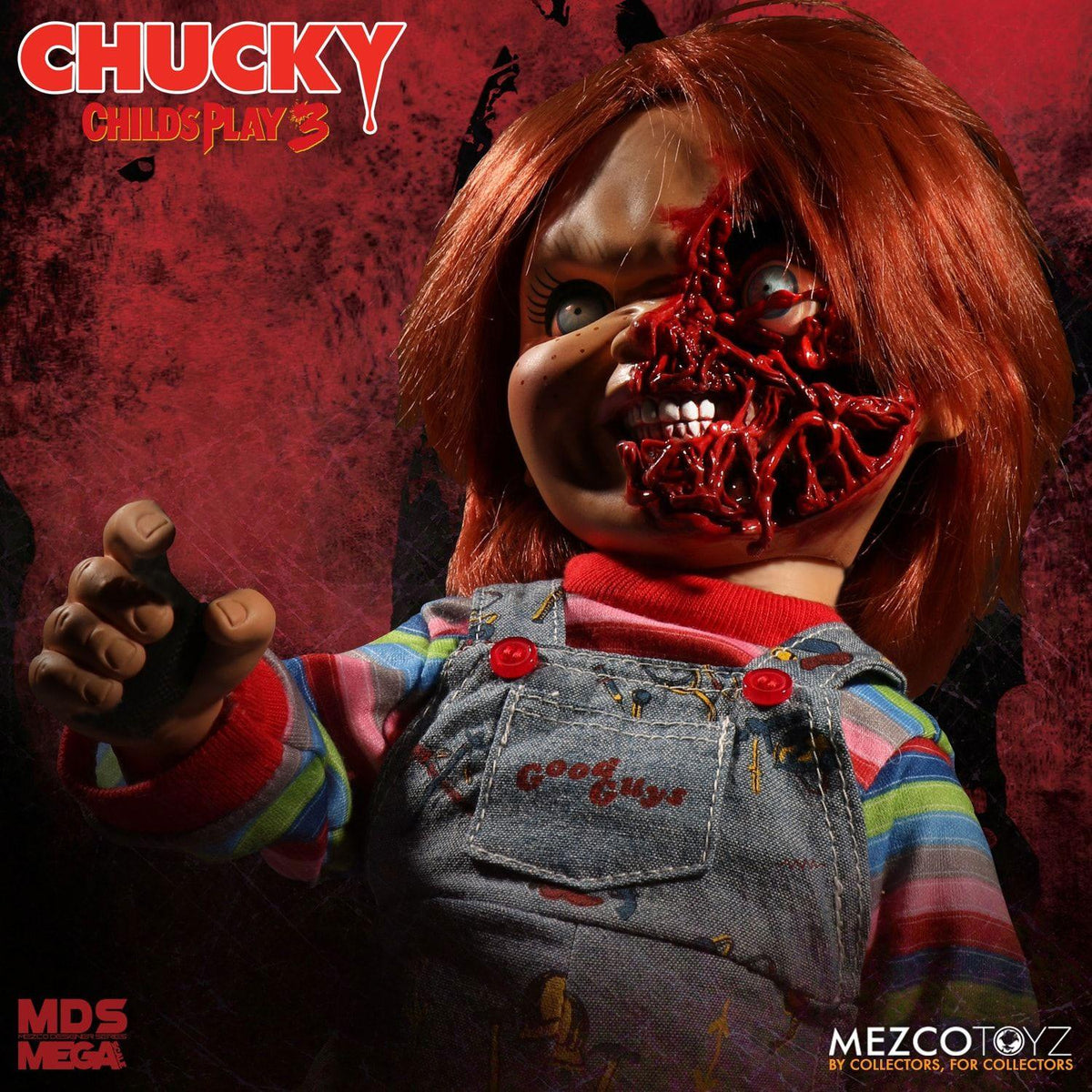 CHUCKY PIZZA FACE CHILD'S PLAY 3 DESIGNER SERIES MUÑECA PARLANTE 38 CM MEZCO TOYZ