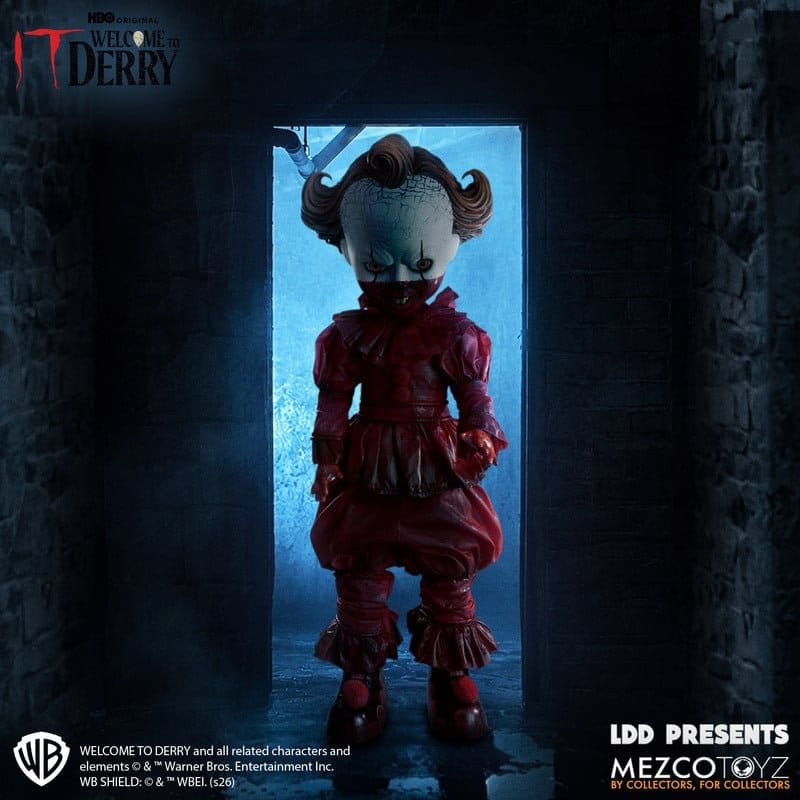 PENNYWISE IT WELCOME TO DERRY LIVING DEAD DOLLS 25 CM MEZCO TOYZ