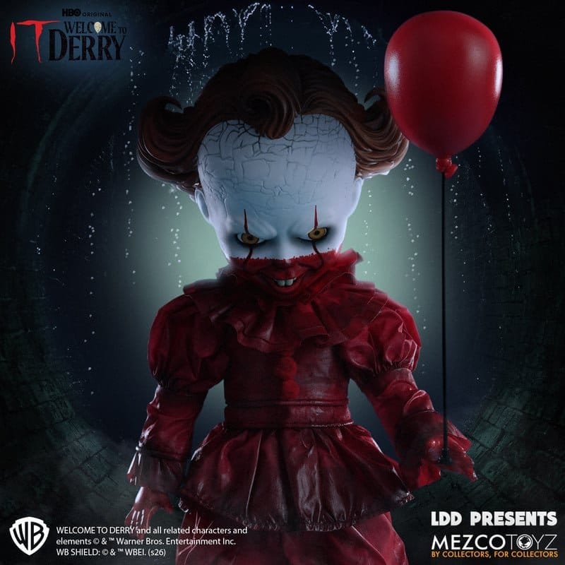 PENNYWISE IT WELCOME TO DERRY LIVING DEAD DOLLS 25 CM MEZCO TOYZ