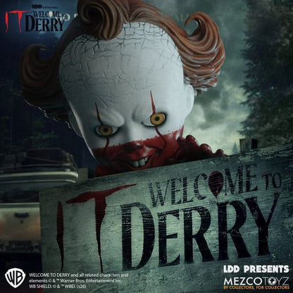 PENNYWISE IT WELCOME TO DERRY LIVING DEAD DOLLS 25 CM MEZCO TOYZ