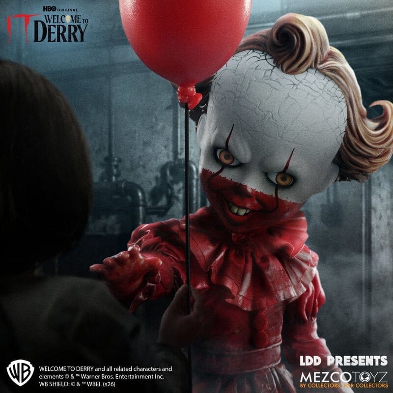 PENNYWISE IT WELCOME TO DERRY LIVING DEAD DOLLS 25 CM MEZCO TOYZ