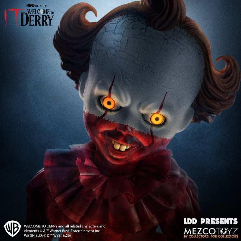 PENNYWISE IT WELCOME TO DERRY LIVING DEAD DOLLS 25 CM MEZCO TOYZ