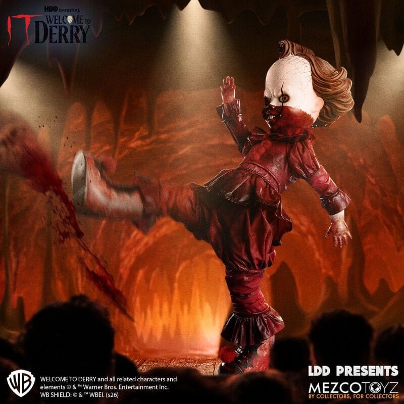 PENNYWISE IT WELCOME TO DERRY LIVING DEAD DOLLS 25 CM MEZCO TOYZ
