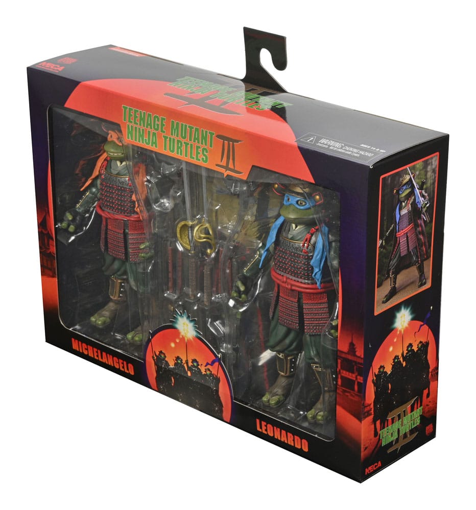 PACK LEONARDO & MICHELANGELO TMNT III – 2 FIGURAS 18 CM – NECA – TORTUGAS NINJA