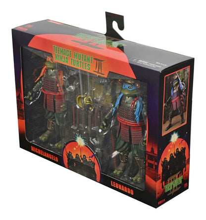 PACK LEONARDO & MICHELANGELO TMNT III – 2 FIGURAS 18 CM – NECA – TORTUGAS NINJA