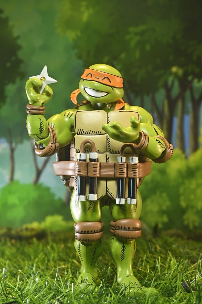 Figura Michelangelo NECA Tortugas Ninja con nunchakus detalle frontal
