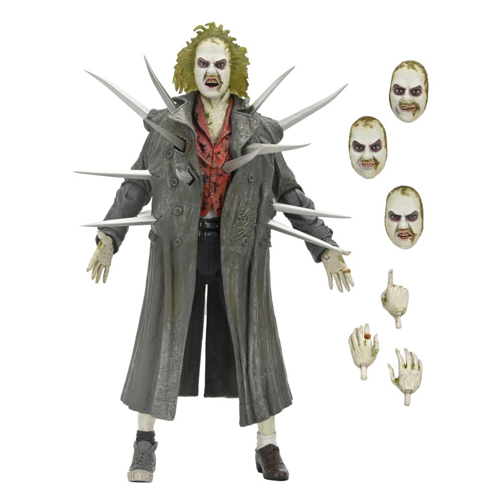 BEETLEJUICE (1988) TRENCHCOAT WITH SPIKES DIORAMA INFERNO ROOM DELUXE SET NECA FIGURA ARTICULADA