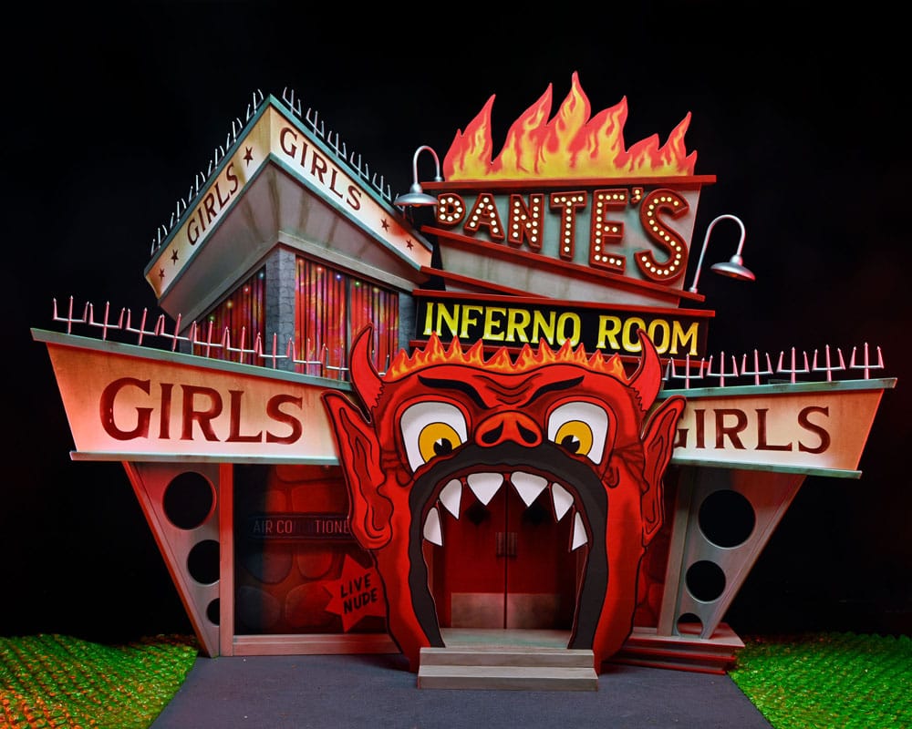 BEETLEJUICE (1988) TRENCHCOAT WITH SPIKES DIORAMA INFERNO ROOM DELUXE SET NECA FIGURA ARTICULADA
