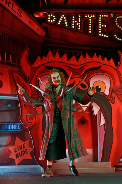 BEETLEJUICE (1988) TRENCHCOAT WITH SPIKES DIORAMA INFERNO ROOM DELUXE SET NECA FIGURA ARTICULADA