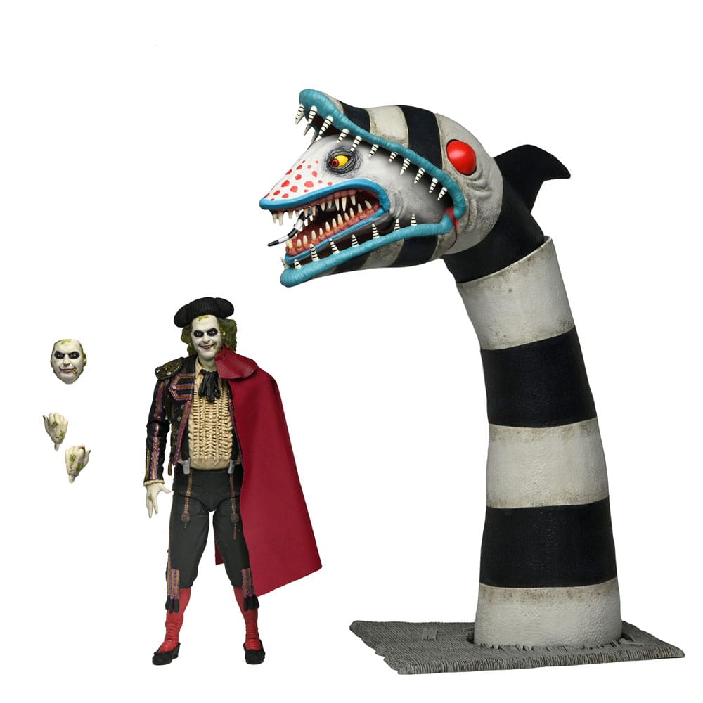 BEETLEJUICE – PACK 2 FIGURAS ULTIMATE “MATADOR” BEETLEJUICE Y SANDWORM 18 CM (NECA)