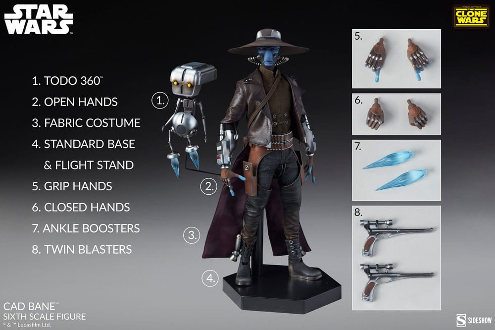CAD BANE STAR WARS THE CLONE WARS SIDESHOW FIGURA 1/6 32 CM