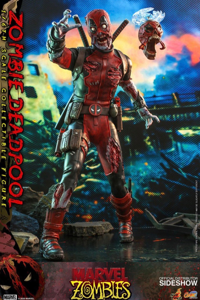 Figura Zombie Deadpool Hot Toys 1/6 Marvel Zombies con acabado deteriorado