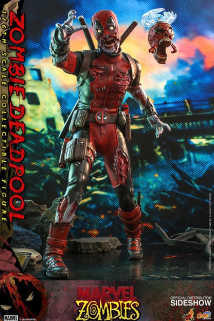 Figura Zombie Deadpool Hot Toys 1/6 Marvel Zombies con acabado deteriorado